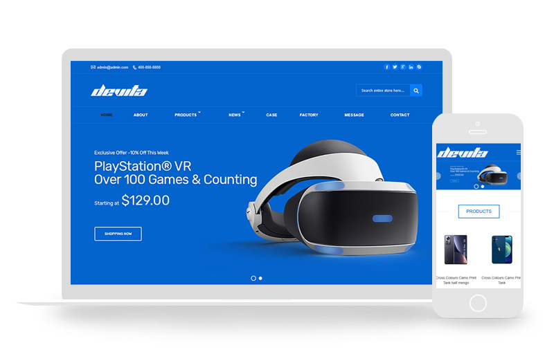 大气蓝色英文外贸pbootcms网站模板(自