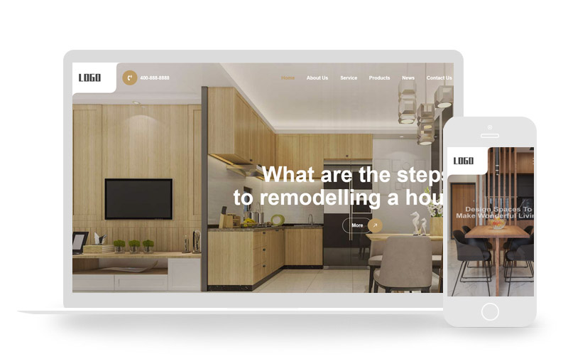 响应式室内家居设计英文外贸网站自